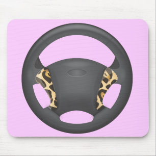 Jaguar Print Steering Wheel Mouse Pad