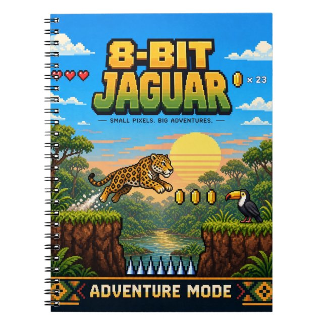 Jaguar, Retro 8-Bit Pixel Art Notebook (Front)