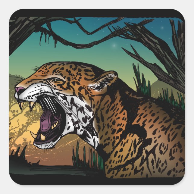 Jaguar Square Sticker (Front)