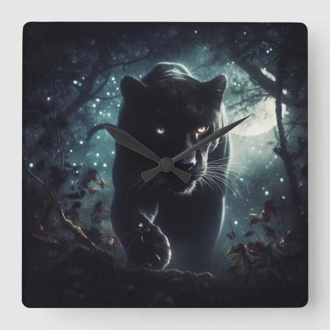 Jaguar Square Wall Clock (Front)