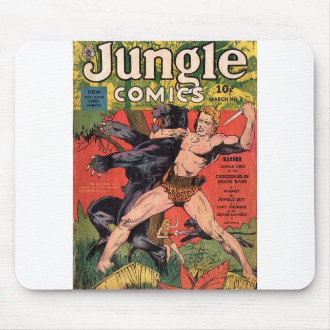 Jaguar - Vintage Jungle Comics - Retro Jungle Mouse Pad (Front)