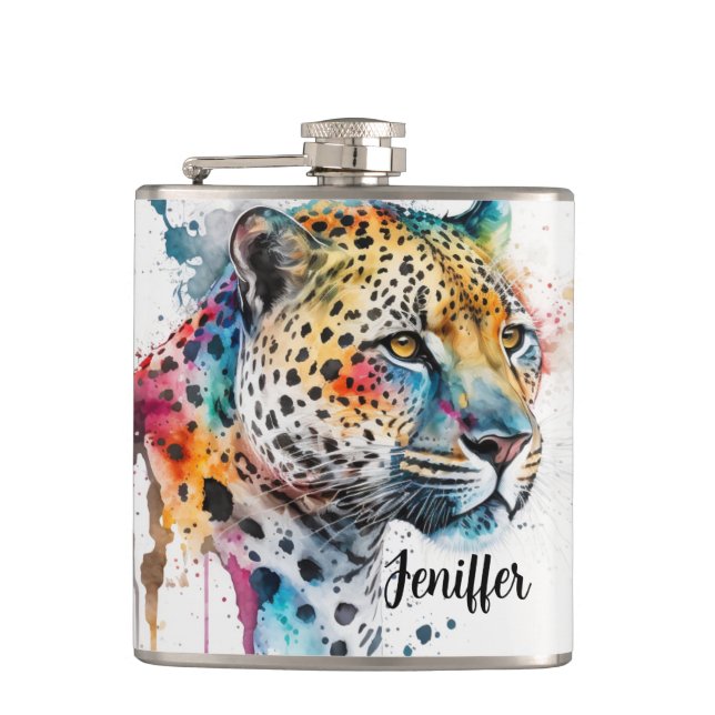 Jaguar Watercolor                                  Hip Flask (Front)