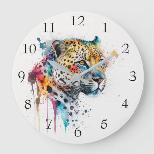 Jaguar Watercolor Large Clock