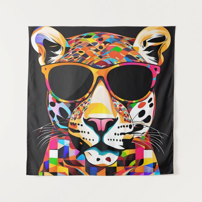 Jaguar Wearing Sunglasses Tapestry (Front)
