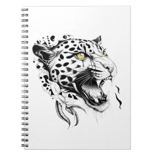 Jaguar Wild Animal Nature Illustration Art Tattoo Notebook