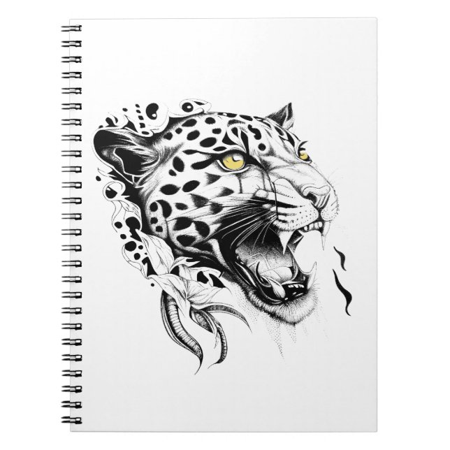 Jaguar Wild Animal Nature Illustration Art Tattoo Notebook (Front)