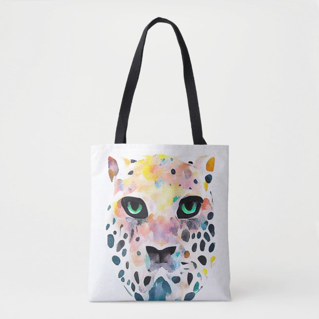 Jaguar Wild Animal Nature Watercolor Art Painting Tote Bag (Front)