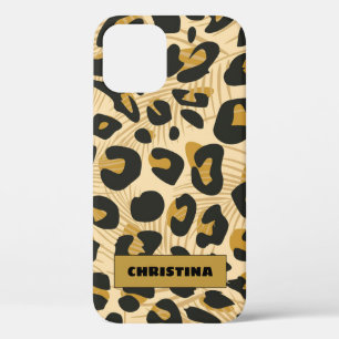 Jaguar Wild Animal Print Personalised Name iPhone 12 Case