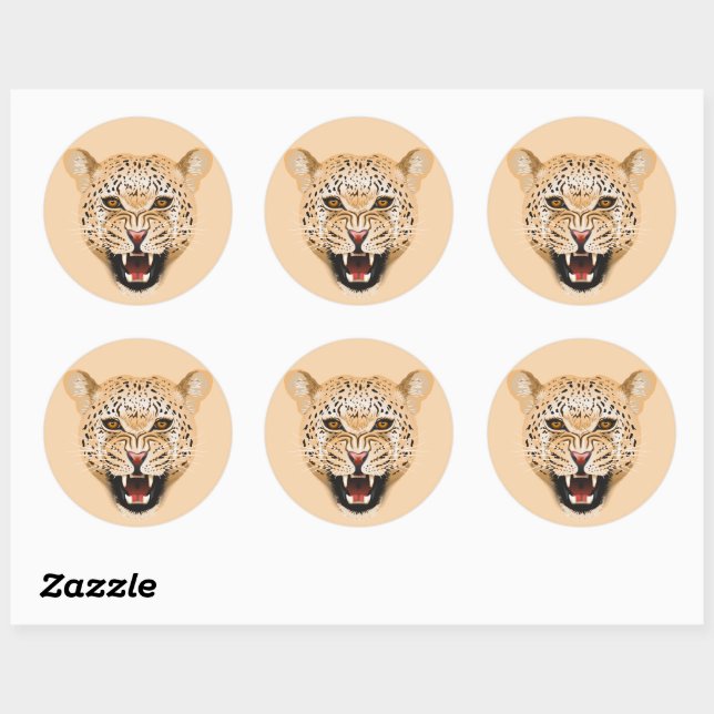 Jaguar. Wild cat illustration Classic Round Sticker (Sheet)