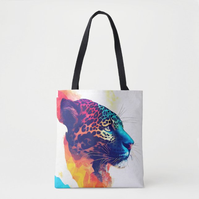 Jaguar Wild Nature Animal Color Art Painting Tote Bag (Front)