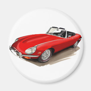 Jaguar XKE Red Car Magnet