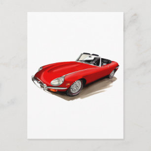 Jaguar XKE Red Car Postcard