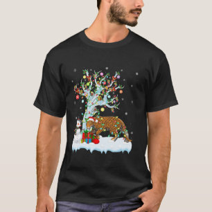 Jaguar Xmas Lighting Tree Santa Hat Jaguar Christm T-Shirt