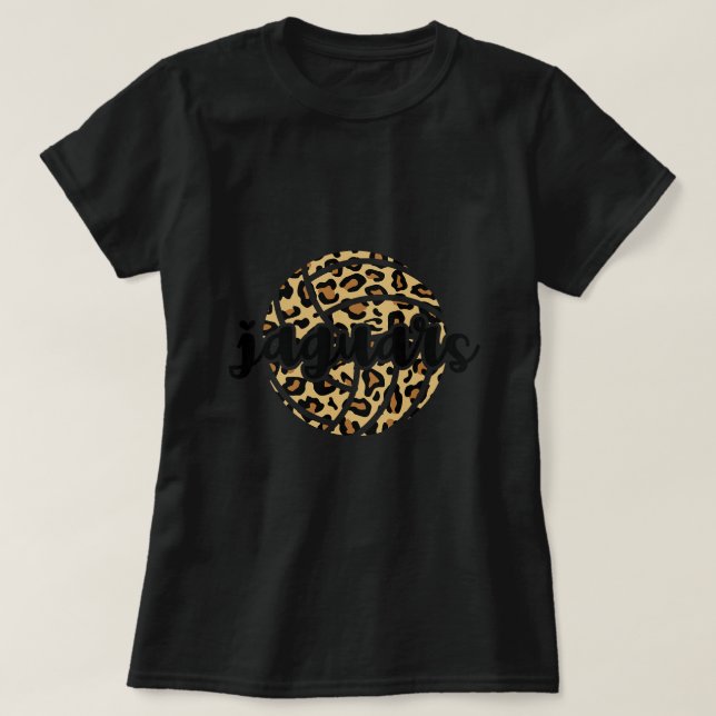Jaguars Volleyball Team Leopard Mascot School Spir T-Shirt (Design Front)