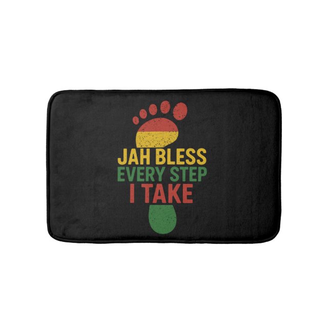 Jah Bless Every Step I take Rastafarian Flag Rasta Bath Mat (Front)