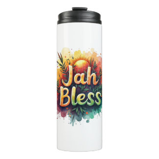 Jah Bless Reggae Watercolor Portable Thermal Bottl Tumbler