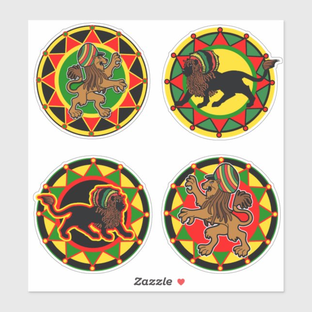 Jah King Rasta Lion Collection 3 Art Stickers (Sheet)