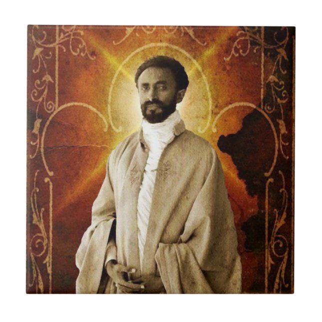 Jah Rastafari Haile Selassie Rasta Livity Roots Ceramic Tile (Front)
