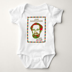 Jah Rastafari Haile Selassie Warrior Emperor Baby Bodysuit