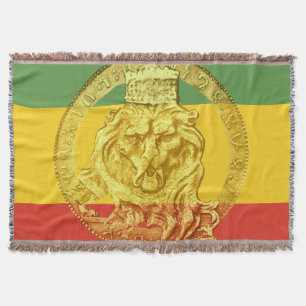 Jah Rastafari Lion of Judah Throw Blanket