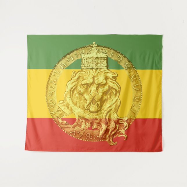 Jah Rastafari Lion of Judah Wall Tapestry (Front (Horizontal))
