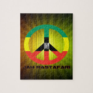 Jah Rastafari Peace Sign Selassie I Jigsaw Puzzle