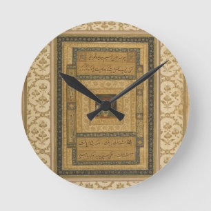 Jahangir holding a picture of the Madonna, inscrib Round Clock