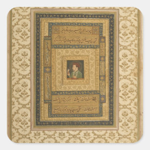 Jahangir holding a picture of the Madonna, inscrib Square Sticker