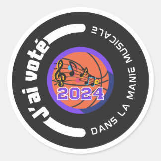 J'ai voté 2024 noir et blanc classic round sticker