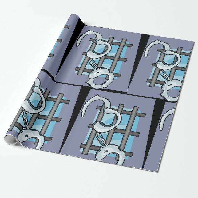 Jail Handcuffs Wrapping Paper (Unrolled)