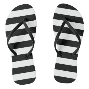 Jail stripes pattern black and white beach shoes thongs