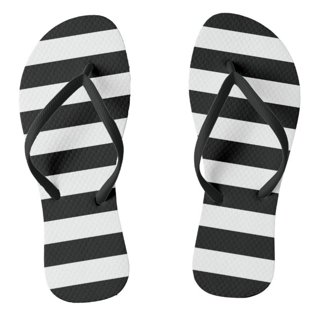 Jail stripes pattern black and white beach shoes thongs (Footbed)