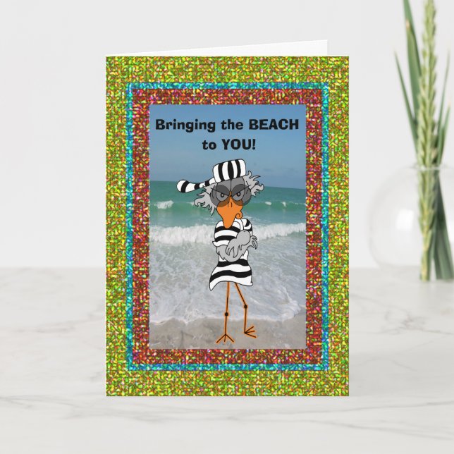 Jailbird on the beach. card (Front)