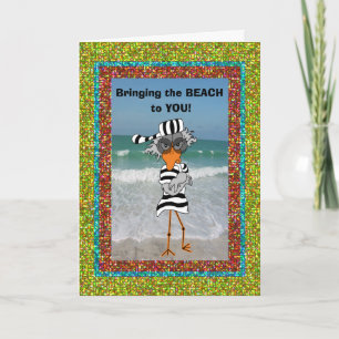 Jailbird on the beach. card