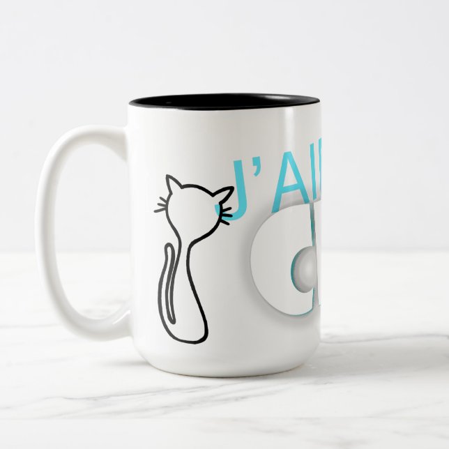 J'aime chat cat coffe cup tasse a cafe (Left)