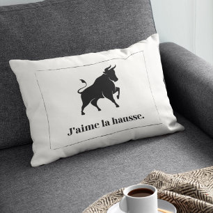 J'aime la Hausse. The Stock Market Bull Lumbar Cushion