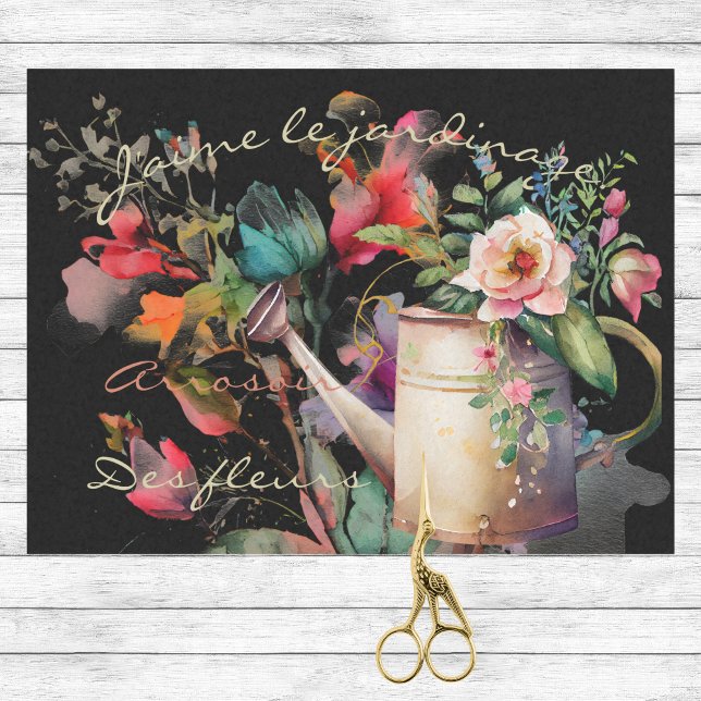 J'aime Le Jardinage French Floral and Watering Can Tissue Paper (Creator Uploaded)