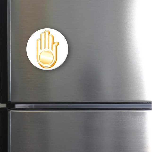 Jain Symbol Magnet (Jain Symbol Magnet. Golden Ahimsa symbol of the Jain faith. )