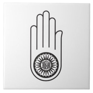 Jain Symbol of Ahimsa (Hand of Non-Violence) Ceramic Tile