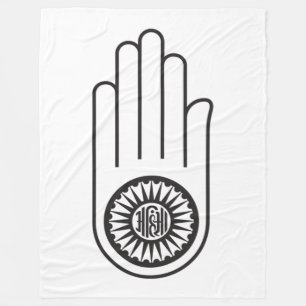 Jain Symbol of Ahimsa (Hand of Non-Violence) Fleece Blanket