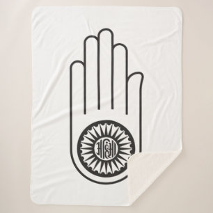 Jain Symbol of Ahimsa (Hand of Non-Violence) Sherpa Blanket