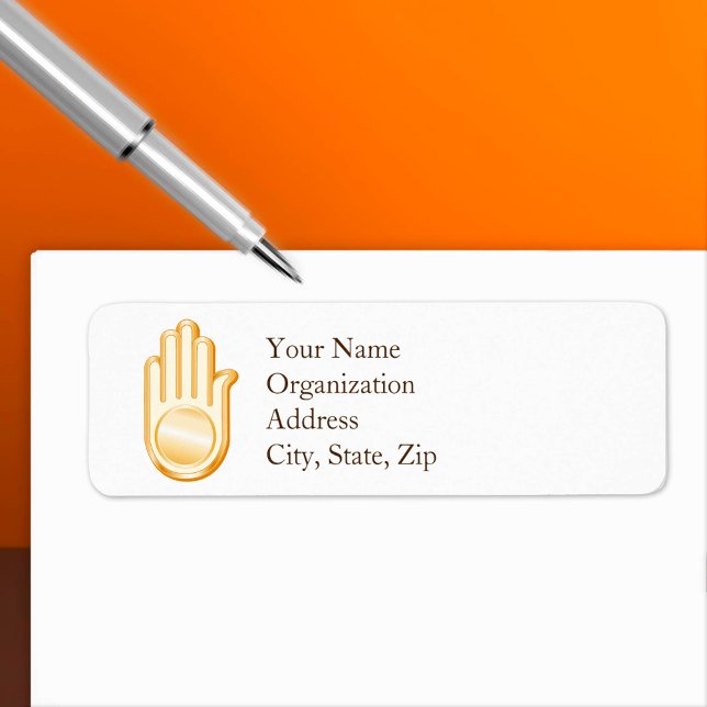 Jain Symbol Return Address Label (Jain Symbol Address Labels.
Golden Ahimsa symbol of the Jain faith. Customize with your text. )