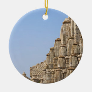 Jain temple in Chittorgarh Fort, India Ceramic Tree Decoration