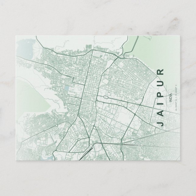 Jaipur India City Map Minimal Design Postcard (Front)