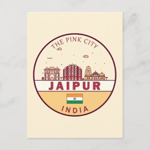 Jaipur India City Skyline Emblem Postcard
