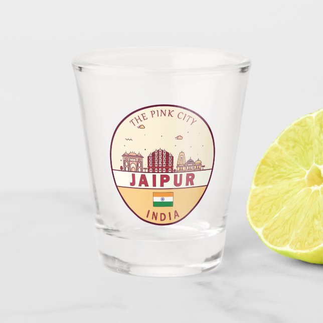 Jaipur India City Skyline Emblem Shot Glass (Front)