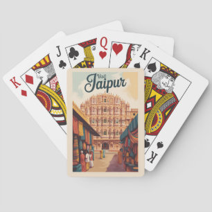 Jaipur India Hawa Mahal Illustration Travel Art Playing Cards