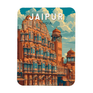 Jaipur India Illustration Travel Art Vintage Magnet