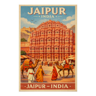 Jaipur, India, in a classic retro Poster