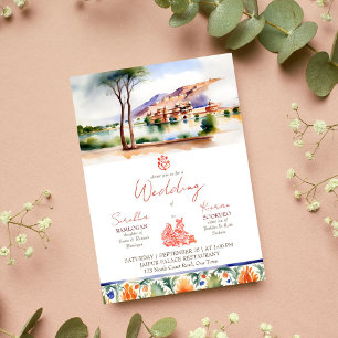 Jaipur palace watercolor Indian wedding template